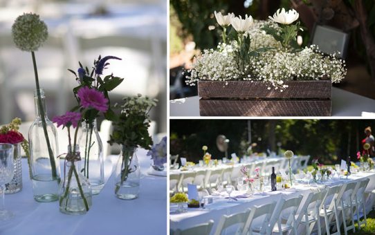 Poročna miza s travniškim cvetjem